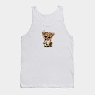 Leopard Cub With Football Soccer Ball Tank Top